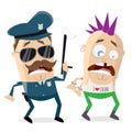 Cartoon cop arresting a criminal Royalty Free Stock Photo
