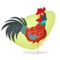 Funny walking rooster cartoon illustration