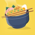 Illustration of asian ramen noodles