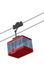 Stylized vector illustration of an isolated cableway gondola