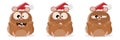 Funny cartoon collection of a hamster with christmas hat