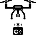 Black Drone Icon with Remote Control Royalty Free Stock Photo