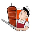 Funny doner kebap logo in cartoon style