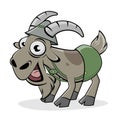 Funny cartoon illustration of a happy bavarian goat in lederhosen