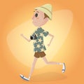 Funny cartoon illustration of a vacationer