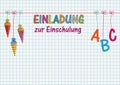 Einladung Einschulung Hanging Candy Cones ABC Checked Paper