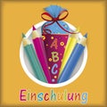 Einschulung Candy Cone Hole Colored Pens Royalty Free Stock Photo