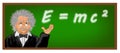 Einstein cartoon green board formula background Royalty Free Stock Photo