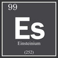 Einsteinium chemical element, dark square symbol Royalty Free Stock Photo