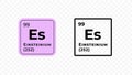 Einsteinium, chemical element of the periodic table vector