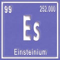 Einsteinium chemical element, Sign with atomic number and atomic weight