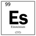 Einsteinium chemical element symbol on white background Royalty Free Stock Photo