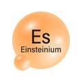 Einsteinium element icon. Glossy orange sphere. Chemical symbol Es. Vector illustration. Royalty Free Stock Photo