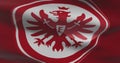 Eintracht Frankfurt FC waving flag. Eintracht Frankfurt football club background. Soccer team logo