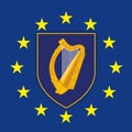 Eire Ireland coat of arms on the European Union flag