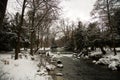 Eisbach in the english garden, in winter Royalty Free Stock Photo