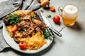 Eisbein with sauerkraut and beer, German cuisine, Roasted knuckle of pork