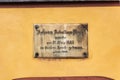 Eisenach, Germany - May 28, 2019: Commemorative plaque above door of house the famous composer and musician J.S. Bach