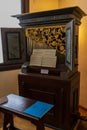 Eisenach, Germany - May 28, 2019: Musical intruments in the house where the famous composer and musician J.S. Bach was born in