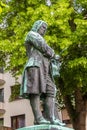 Eisenach, Germany - May 28, 2019: Statue of J.S. Bach outside the house where the famous composer and musician J.S. Bach was born
