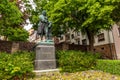 Eisenach, Germany - May 28, 2019: Statue of J.S. Bach outside the house where the famous composer and musician J.S. Bach was born