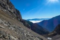 Eisenerzer Reichenstein - A rocky alpine hiking trail near Eisenerz in Styria, Austria. Wanderlust Royalty Free Stock Photo