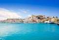 Eivissa Ibiza town with church under blue sky Royalty Free Stock Photo