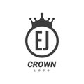EJ Letter Logo Design with Circular Crown