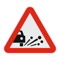 Ejection of gravel icon, flat style.