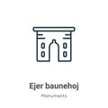 Ejer baunehoj outline vector icon. Thin line black ejer baunehoj icon, flat vector simple element illustration from editable