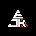 EJK triangle letter logo design with triangle shape. EJK triangle logo design monogram. EJK triangle vector logo template with red Royalty Free Stock Photo