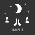 Ekadasi. the eleventh day. Hindu holiday. Black background. vector illustration.