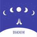 Ekadasi. the eleventh day. Hindu holiday. moon in the starry sky