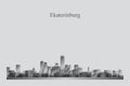 Ekaterinburg city skyline silhouette in a grayscale