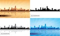 Ekaterinburg city skyline silhouettes set