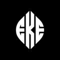 EKE circle letter logo design with circle and ellipse shape. EKE ellipse letters with typographic style. The three initials form a Royalty Free Stock Photo