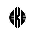 EKE circle letter logo design with circle and ellipse shape. EKE ellipse letters with typographic style. The three initials form a Royalty Free Stock Photo