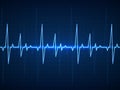 Ekg. Blue sinusoidal pulse lines, monitor with heartbeat signal. Cardiogram pulsing, resuscitation equipment healthcare Royalty Free Stock Photo