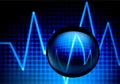 EKG heart line monitor in blue Royalty Free Stock Photo