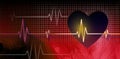 EKG heartbeat with graph and heart red background Royalty Free Stock Photo