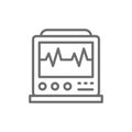 EKG machine with pulse, ICU monitor, electrocardiograph line icon.