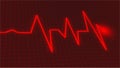 EKG monitoring in an emergency. Heartbeat in neon red light. The heartbeat. Illustration of an electrocardiogram with a red neon Royalty Free Stock Photo
