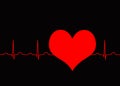 EKG normal sinus rhythm heartbeat on dark background going through a heart