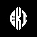 EKI circle letter logo design with circle and ellipse shape. EKI ellipse letters with typographic style. The three initials form a Royalty Free Stock Photo