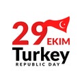 29 ekim Cumhuriyet Bayrami Kutlu Olsun. Translation: 2 october, Happy Republic Day. Turkey Independence Day greeting design logo