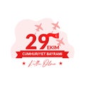 29 ekim Cumhuriyet Bayrami Kutlu Olsun. Translation: 2 october, Happy Republic Day. Turkey Independence Day greeting design logo
