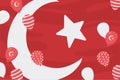 29 ekim Cumhuriyet Bayrami kutlu olsun, turkey republic day, flag moon star balloons decoration card