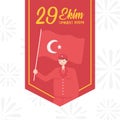 29 ekim Cumhuriyet Bayrami kutlu olsun, turkey republic day, pendant soldier with flag background