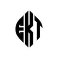 EKT circle letter logo design with circle and ellipse shape. EKT ellipse letters with typographic style. The three initials form a