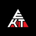 EKT triangle letter logo design with triangle shape. EKT triangle logo design monogram. EKT triangle vector logo template with red Royalty Free Stock Photo